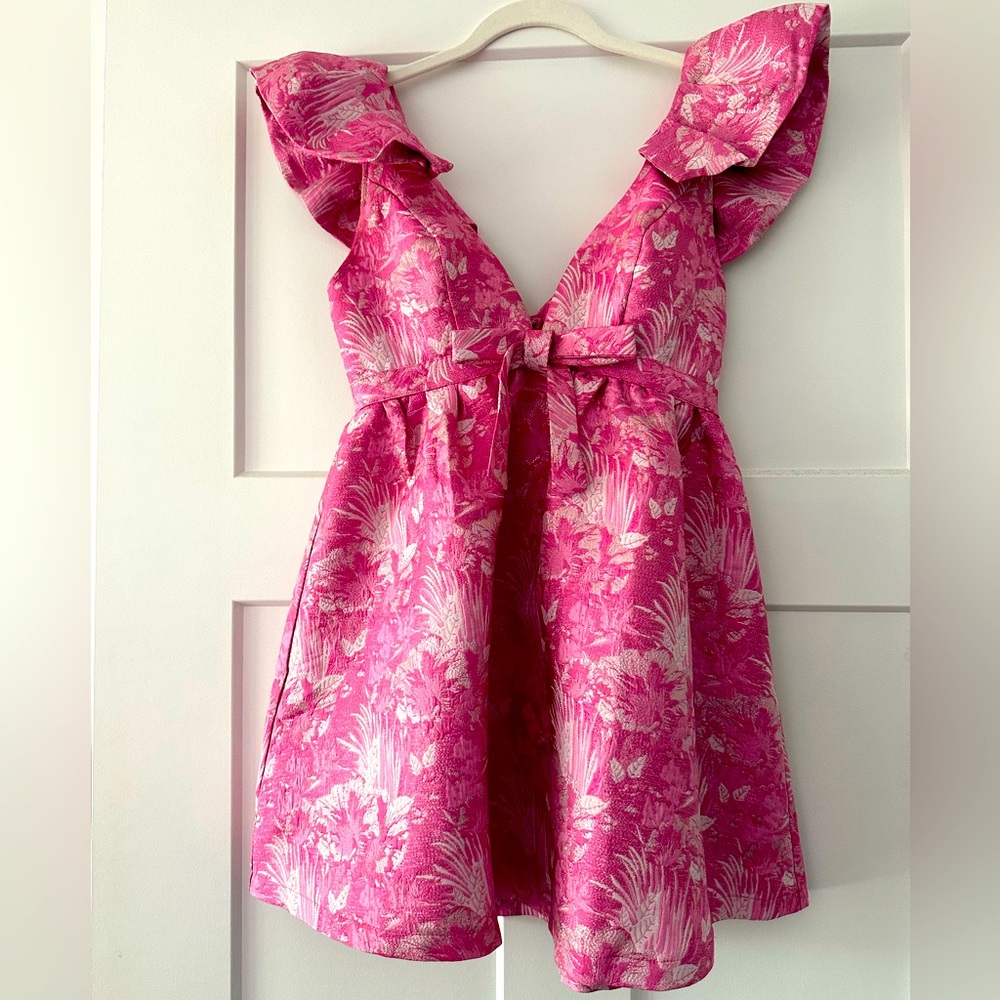 Pink Jacquard Mini Dress